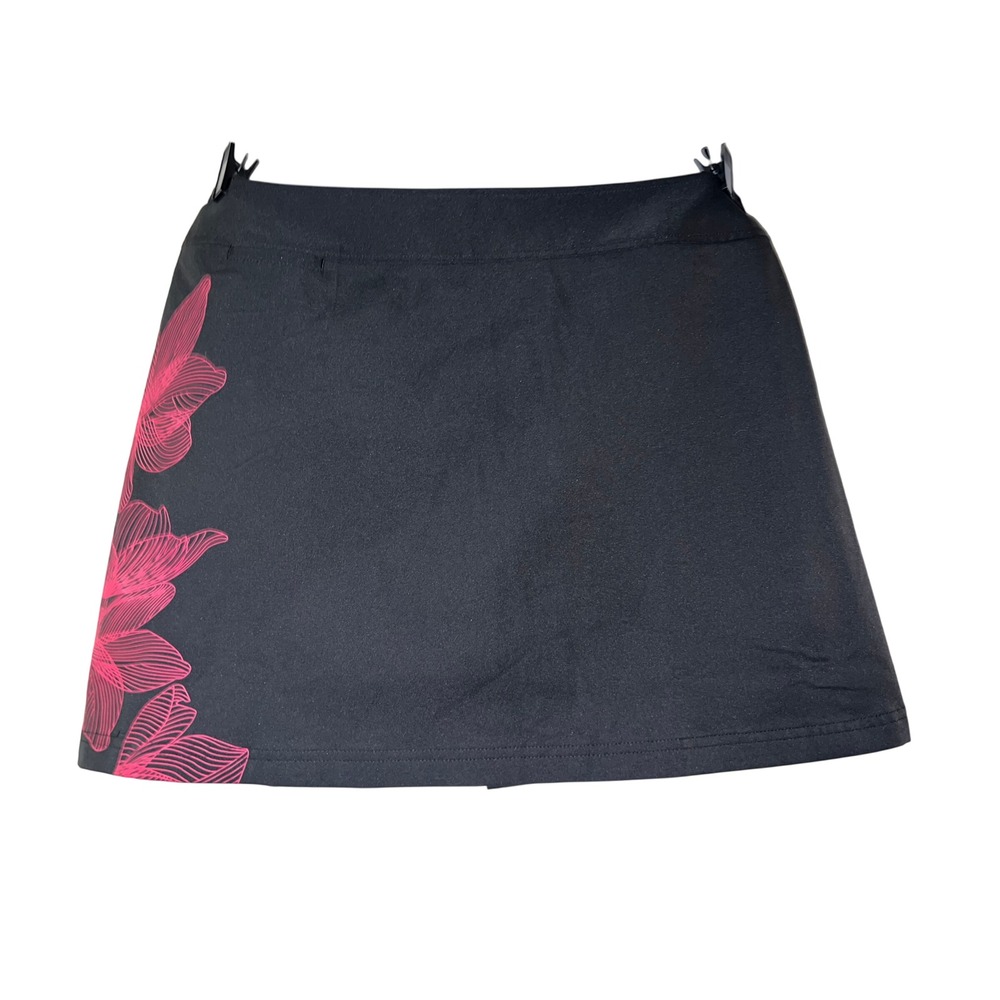 New Adidas ClimaCool Golf Skort Womens Size 12 Black Pink Floral Athletic Skirt